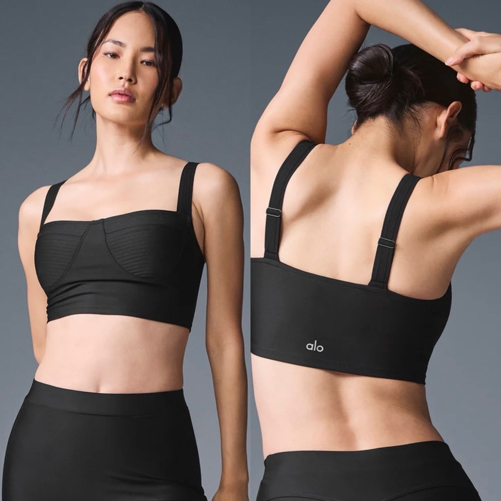 ALO YOGA Airlift Turn It Up Sports Bra Tank Black Small S